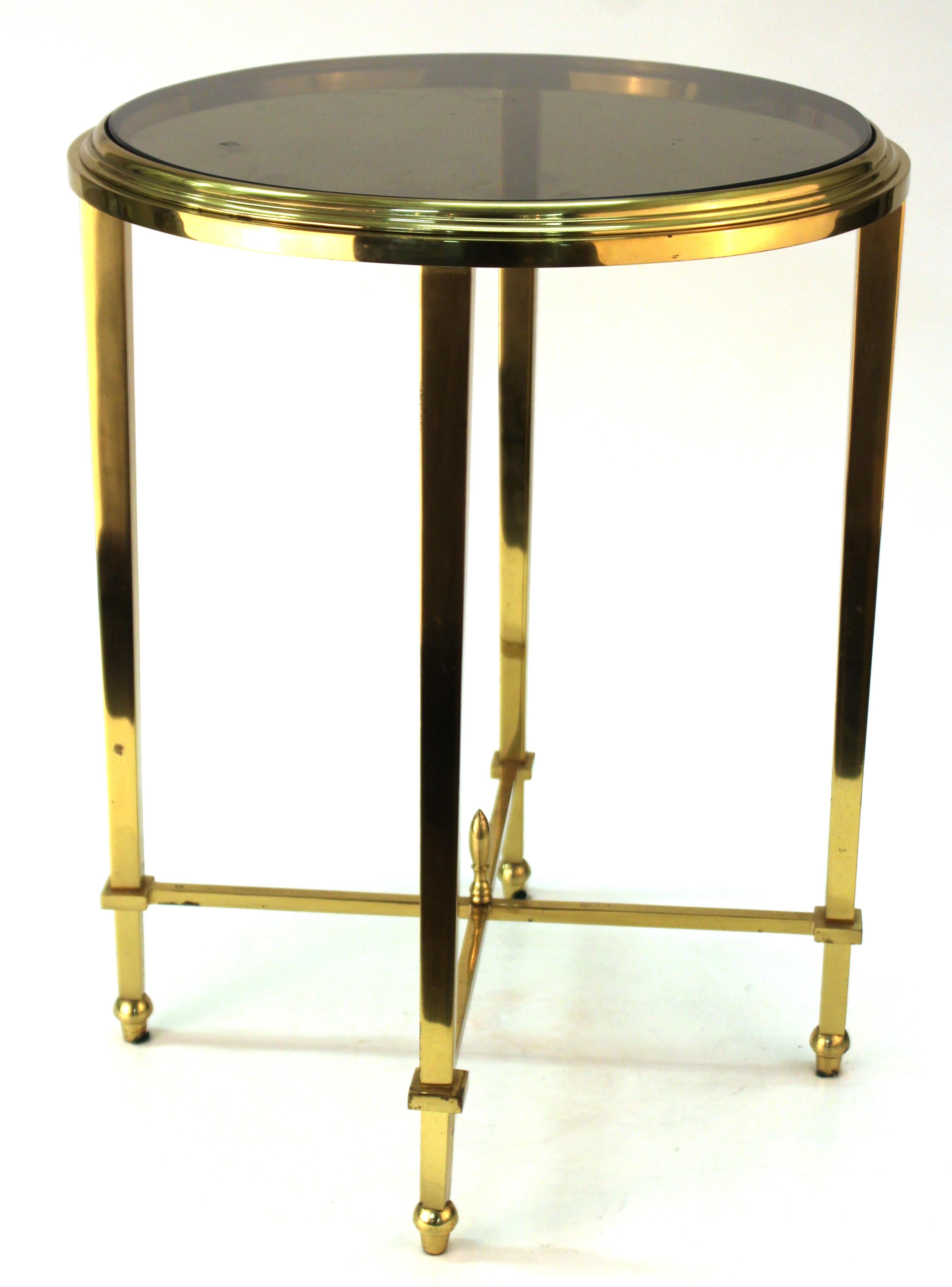 American Modern Classical Style Round Side Table with Smoked Glass Top