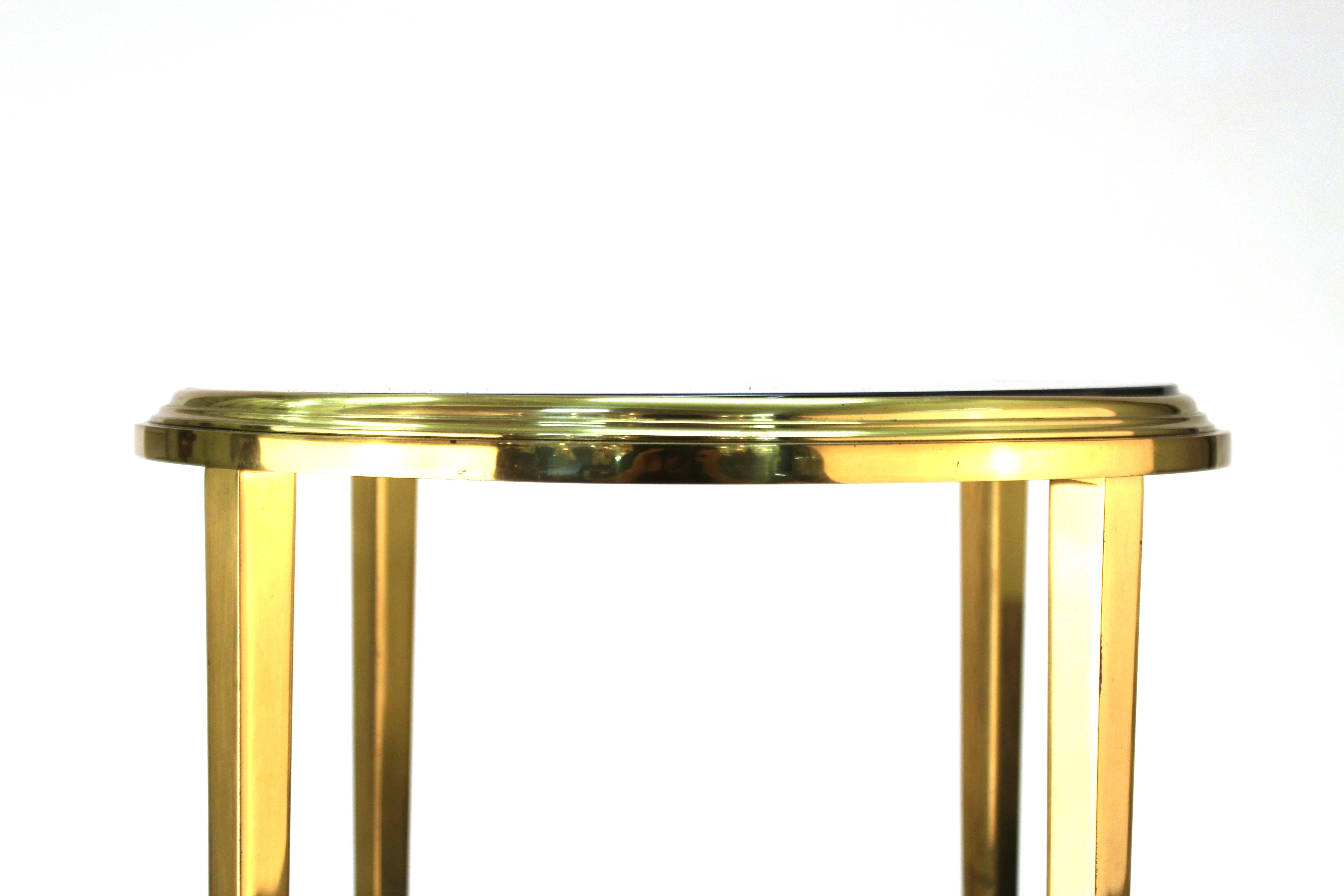 Modern Classical Style Round Side Table with Smoked Glass Top 4