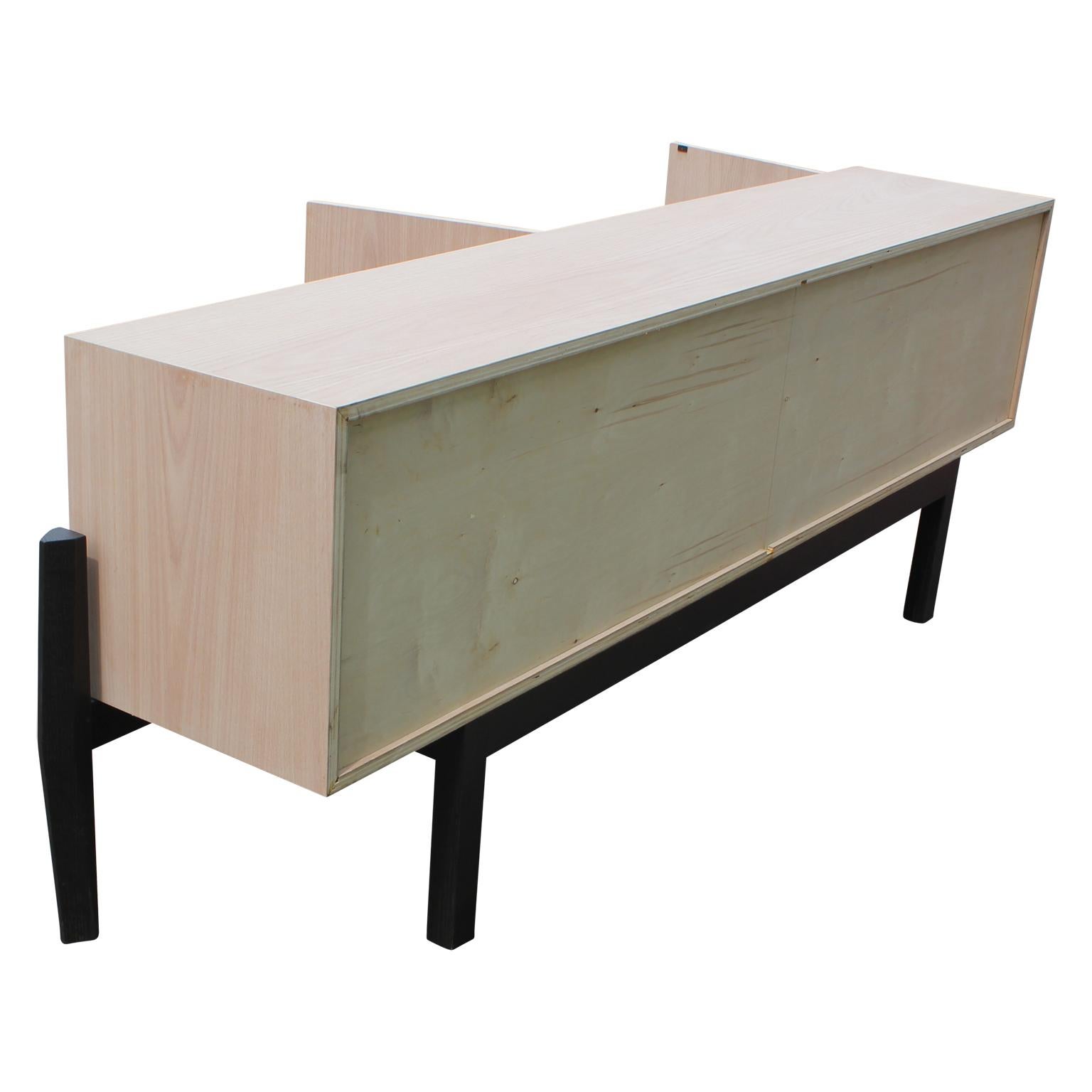 Oak Modern Clean Lined Black and Natural Finish Two-Tone Sideboard or Credenza