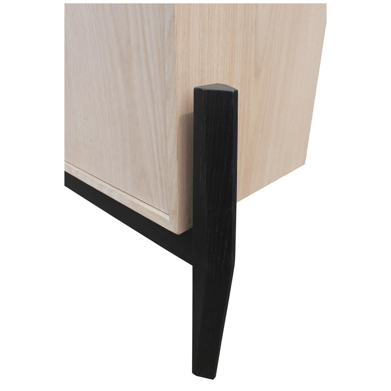 Modern Clean Lined Black and Natural Finish Two-Tone Sideboard or Credenza 2