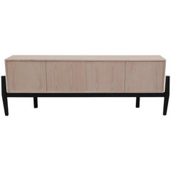 Modern Clean Lined Black and Natural Finish Two-Tone Sideboard or Credenza