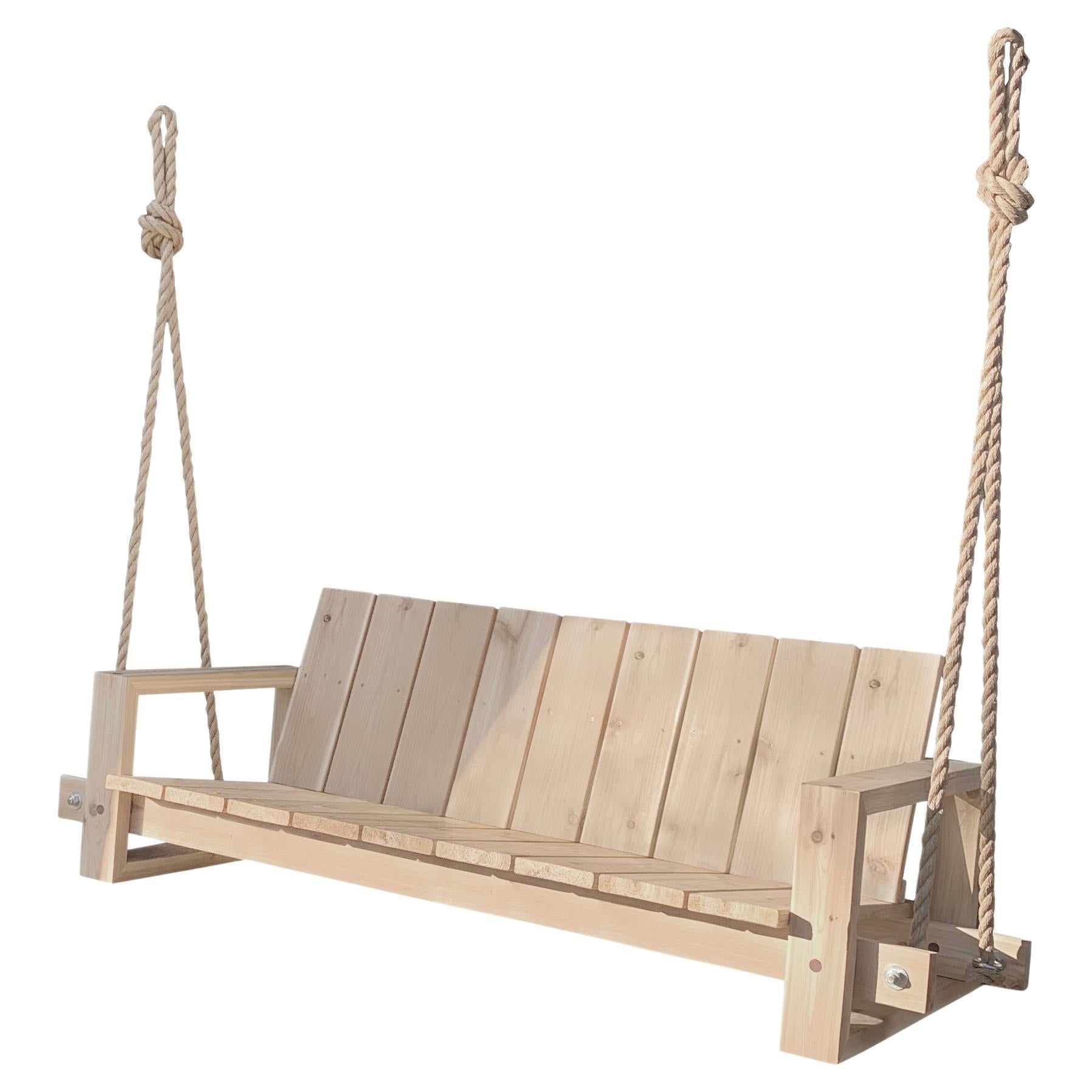 Modern, Clean, Scandinavian Inspired Cedar Porch Swing with Purpleheart Details