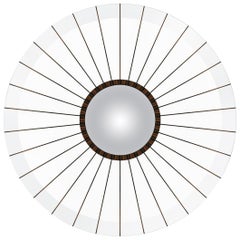 Modern Clear Acrylic and Macassar Ebony Bulls Eye Convex Mirror in Stock