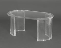 Table basse moderne en acrylique transparent au motif géométrique