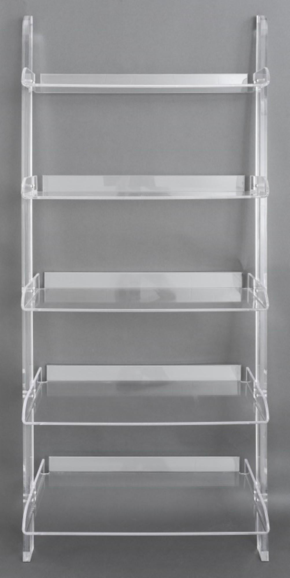 Asian Modern Clear Acrylic Ladder Shelves For Sale