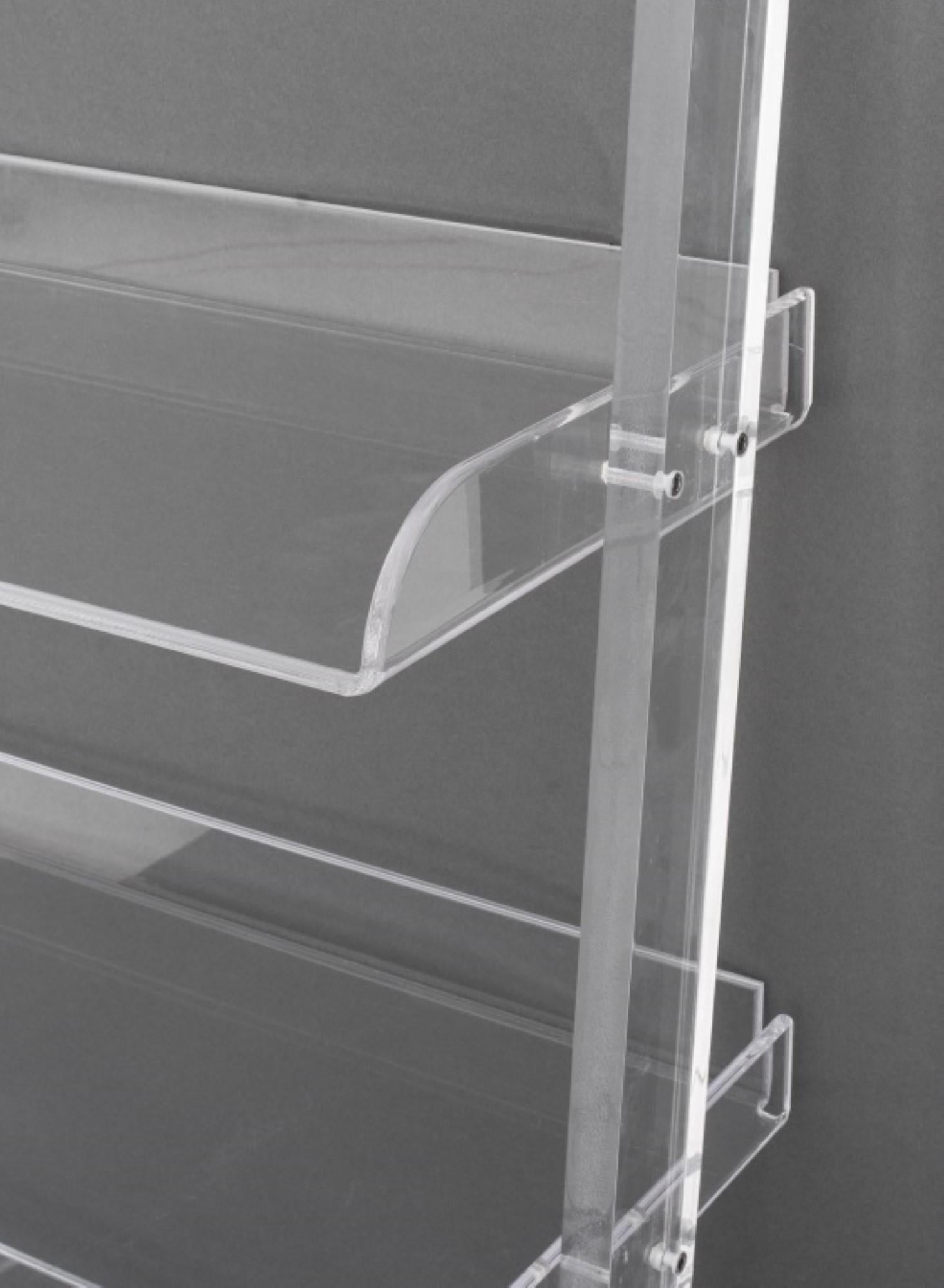 Asian Modern Clear Acrylic Ladder Shelves For Sale