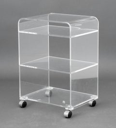 Modern Clear Acrylic "Waterfall" Rolling Bar Cart
