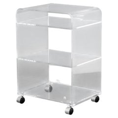 Modern Clear Acrylic "Waterfall" Rolling Bar Cart