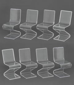Moderne „Z“-Esszimmerstühle aus klarem Acryl, 8