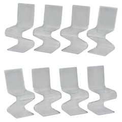 Moderne „Z“-Esszimmerstühle aus klarem Acryl, 8