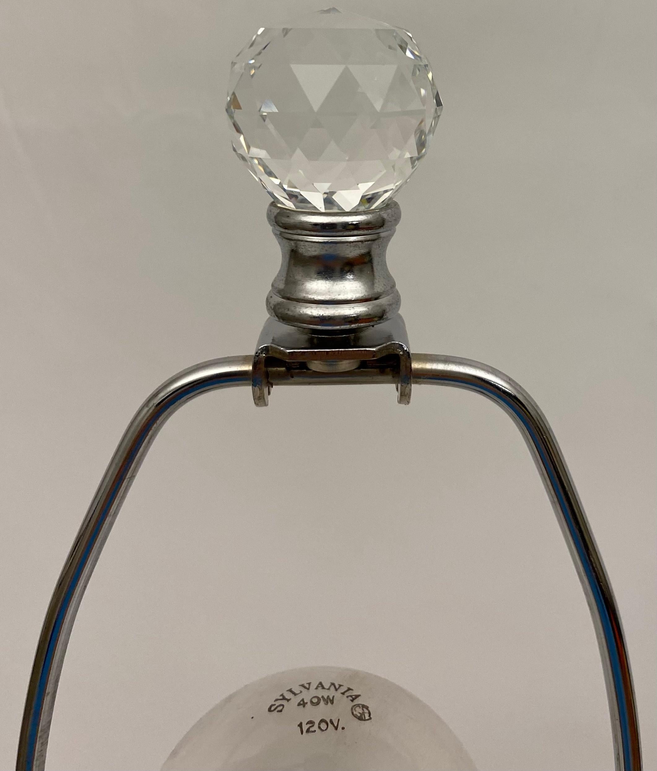 French Modern Clear Crystal Table Lamp For Sale