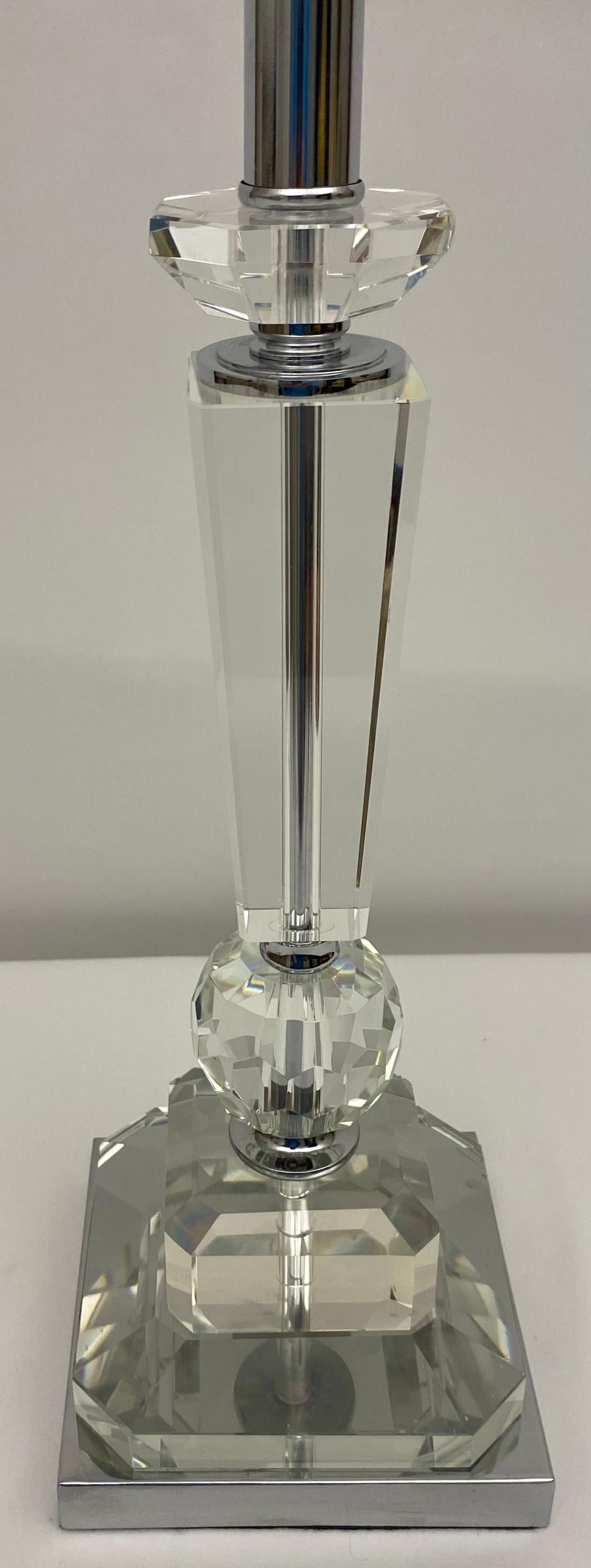20th Century Modern Clear Crystal Table Lamp For Sale