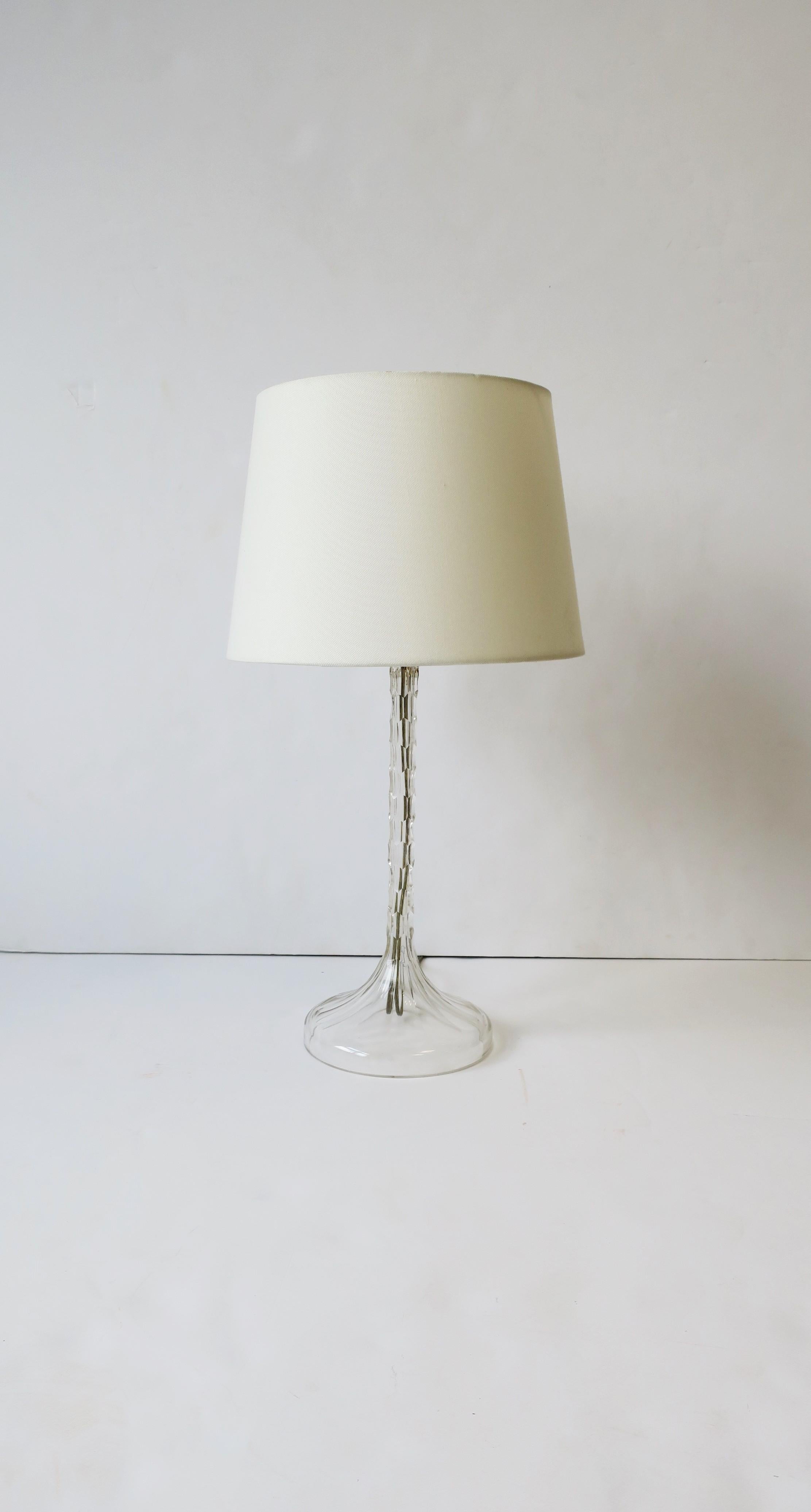 Modern Clear Cut Crystal Desk or Table Lamp For Sale