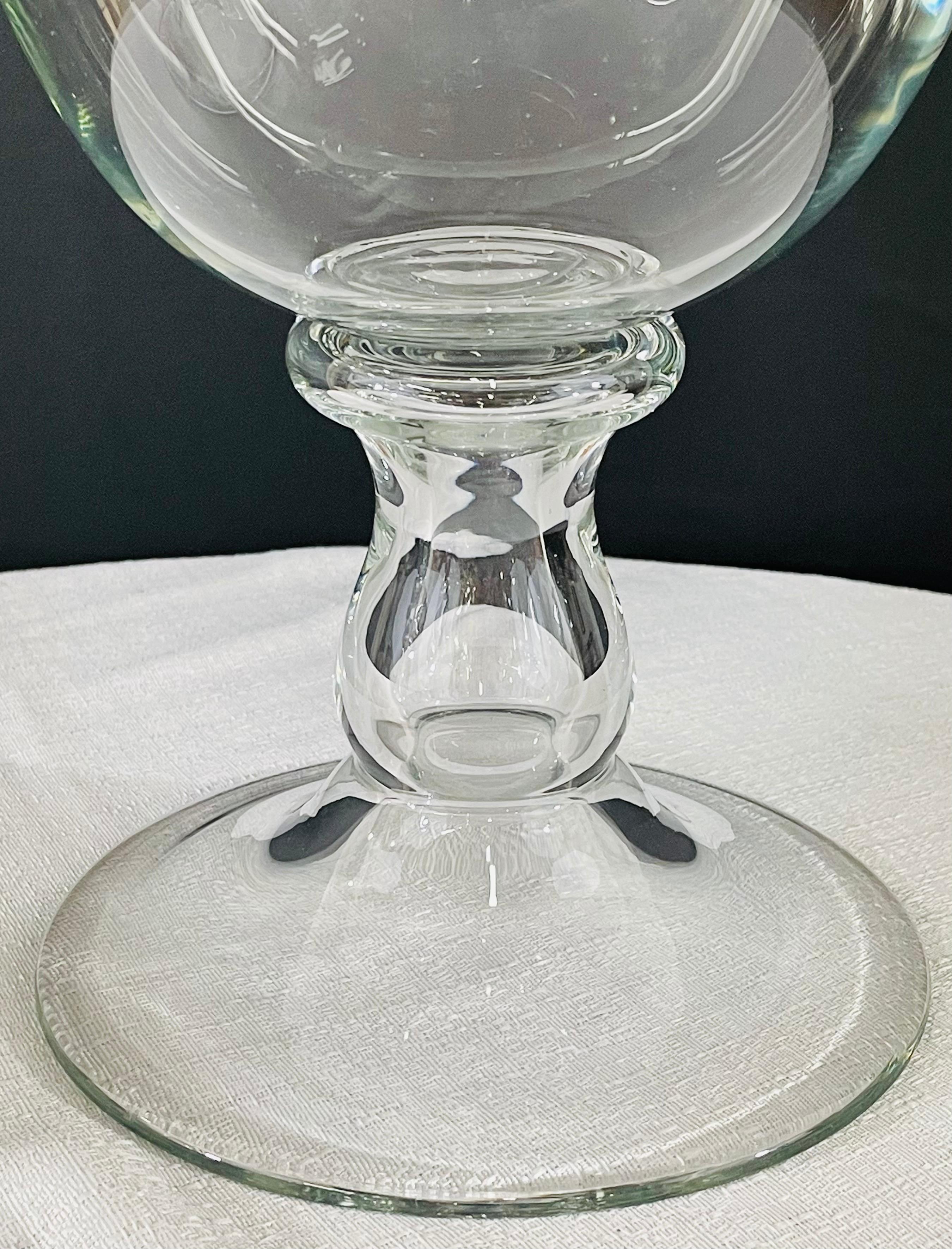 Modern Clear Glass Candleholder or Vase, a Pair For Sale 6
