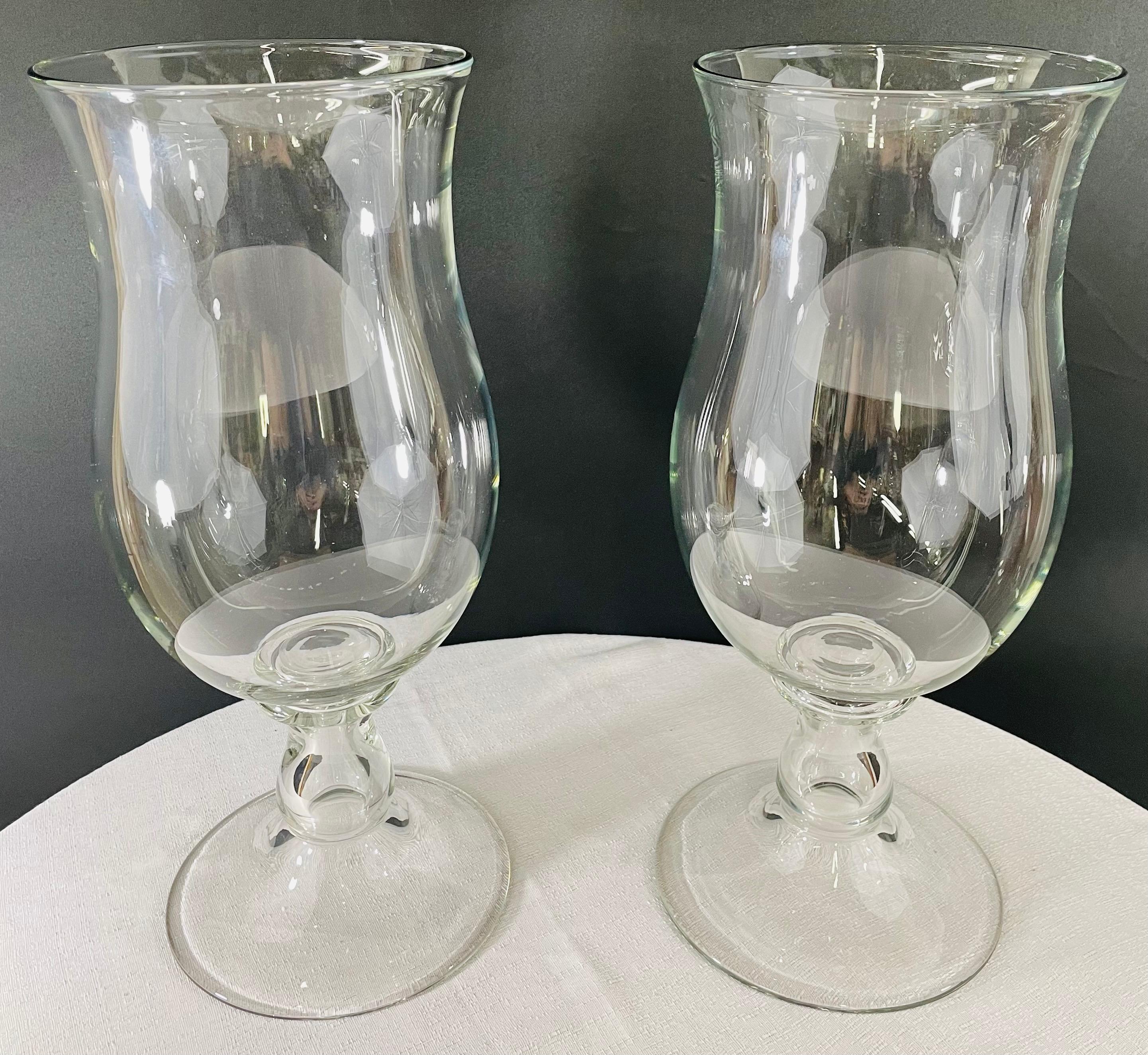 American Modern Clear Glass Candleholder or Vase, a Pair For Sale