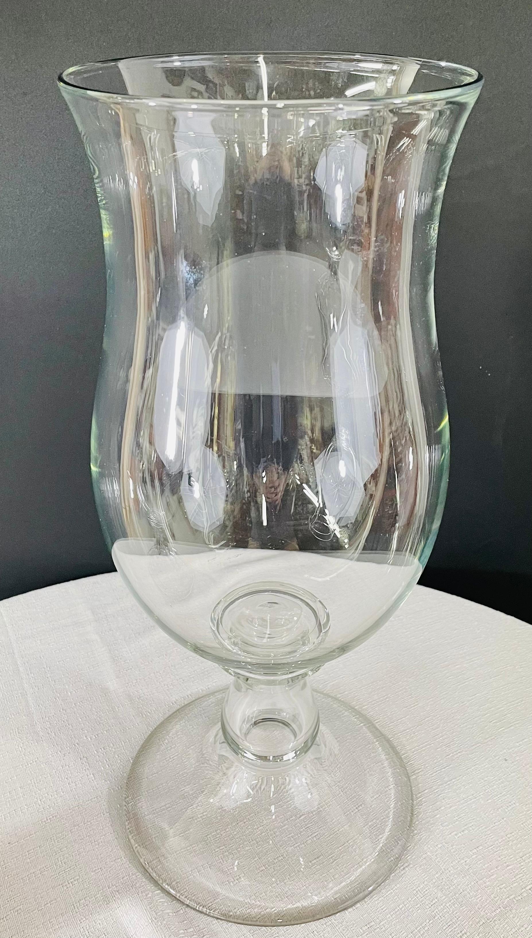 Modern Clear Glass Candleholder or Vase, a Pair For Sale 1
