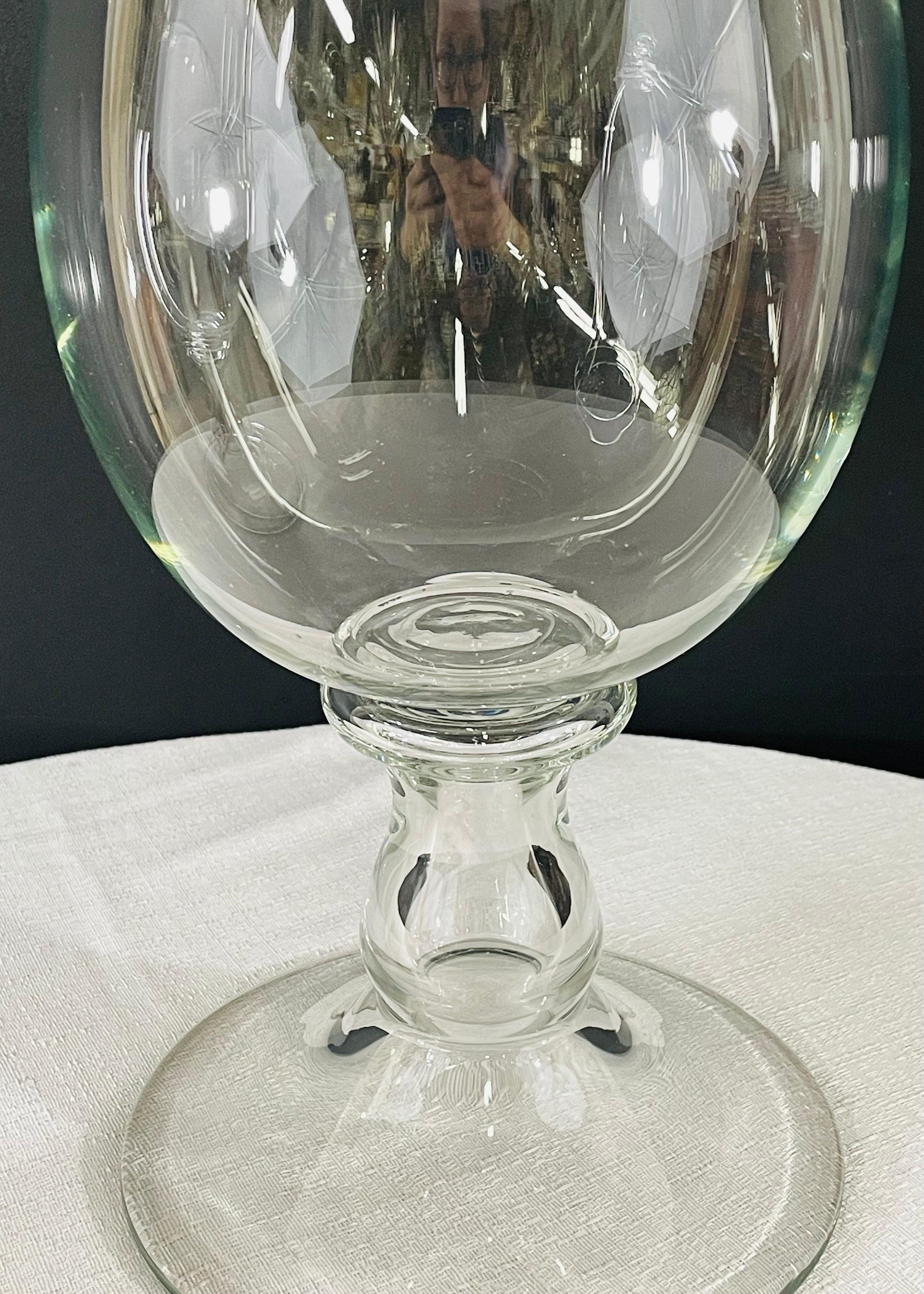 Modern Clear Glass Candleholder or Vase, a Pair For Sale 3