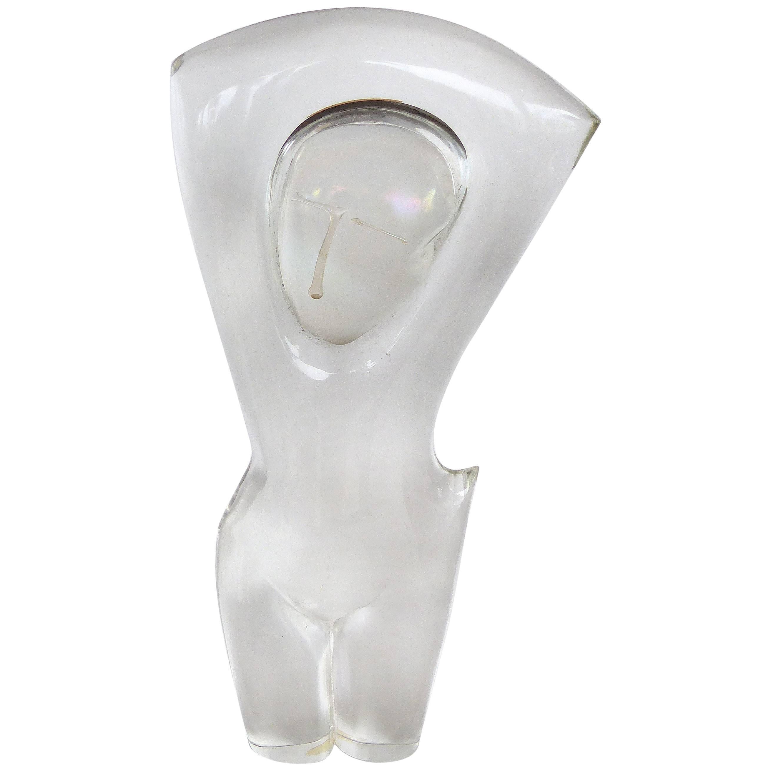  Loredano Rosin Modern Clear Glass Sculpture of a Woman's Nude Torso