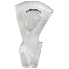  Loredano Rosin Modern Clear Glass Sculpture of a Woman's Nude Torso