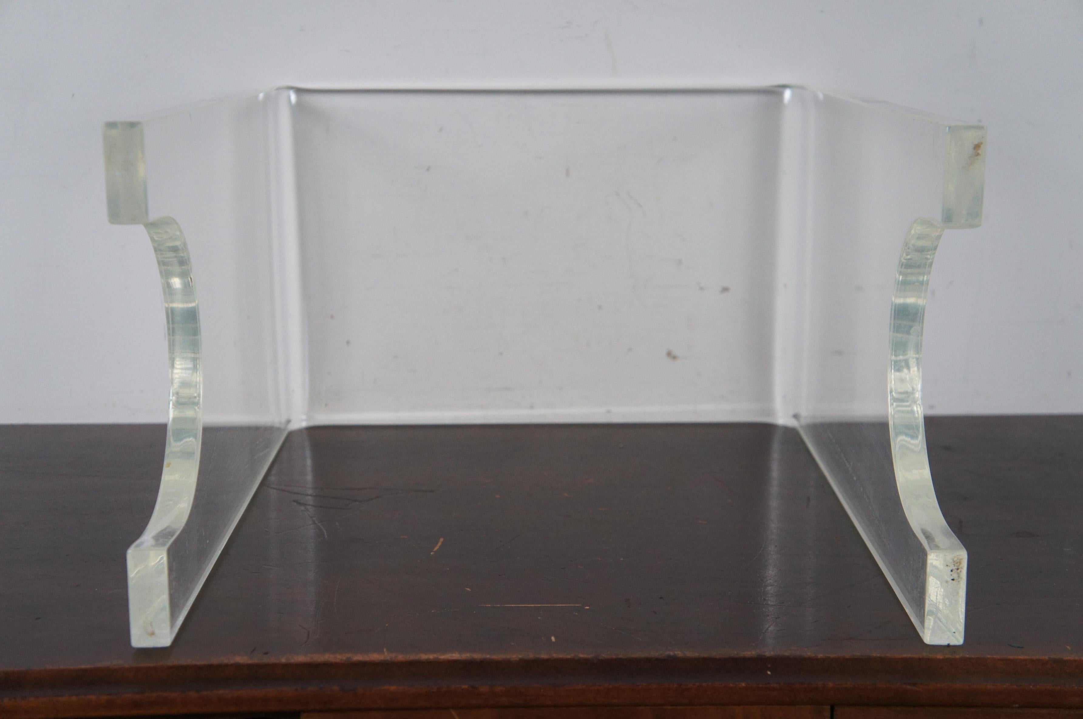 Modern Clear Lucite Acrylic Waterfall Side End Accent Table Vanity Stool MCM 4