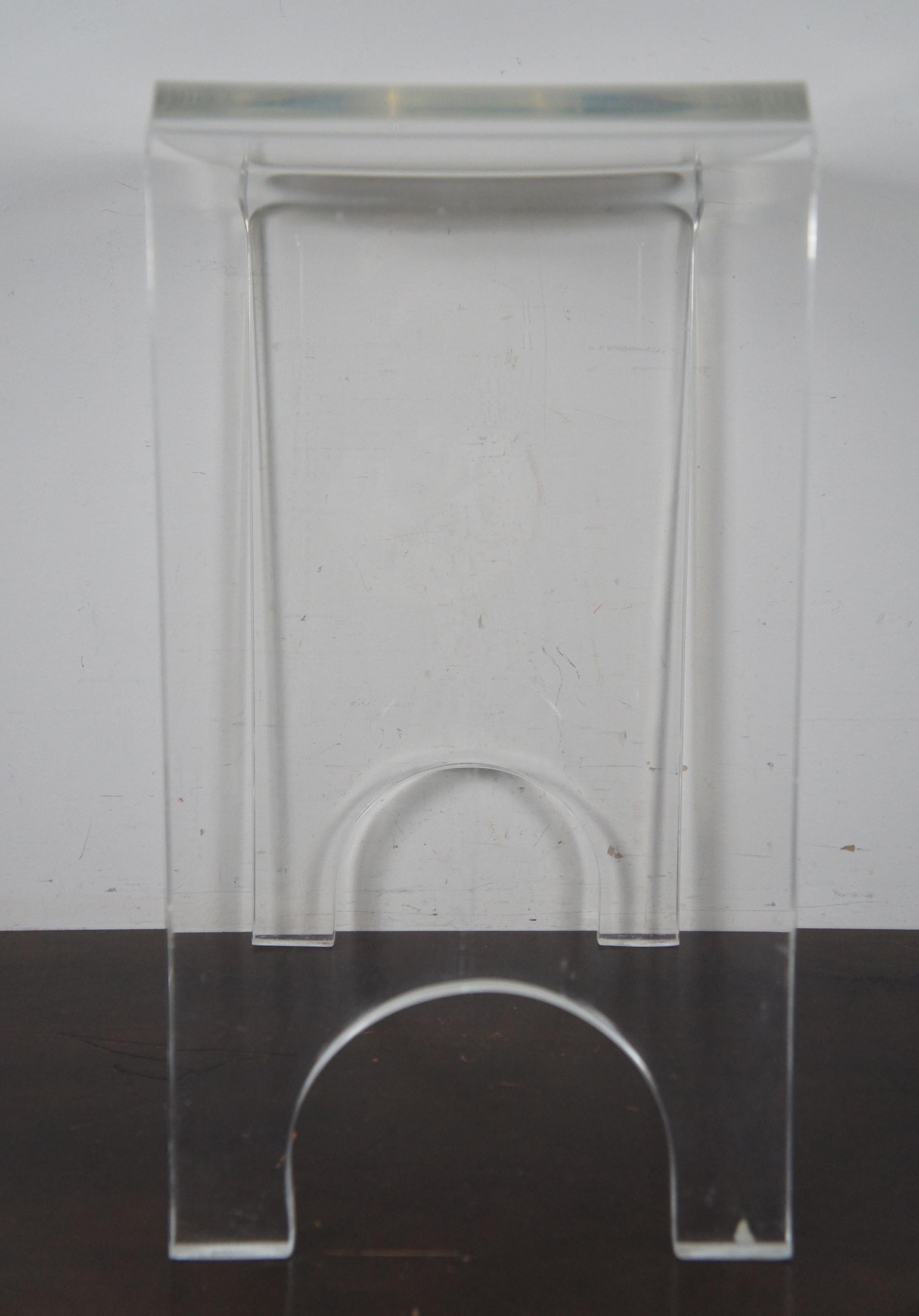 Modern Clear Lucite Acrylic Waterfall Side End Accent Table Vanity Stool MCM In Good Condition In Dayton, OH