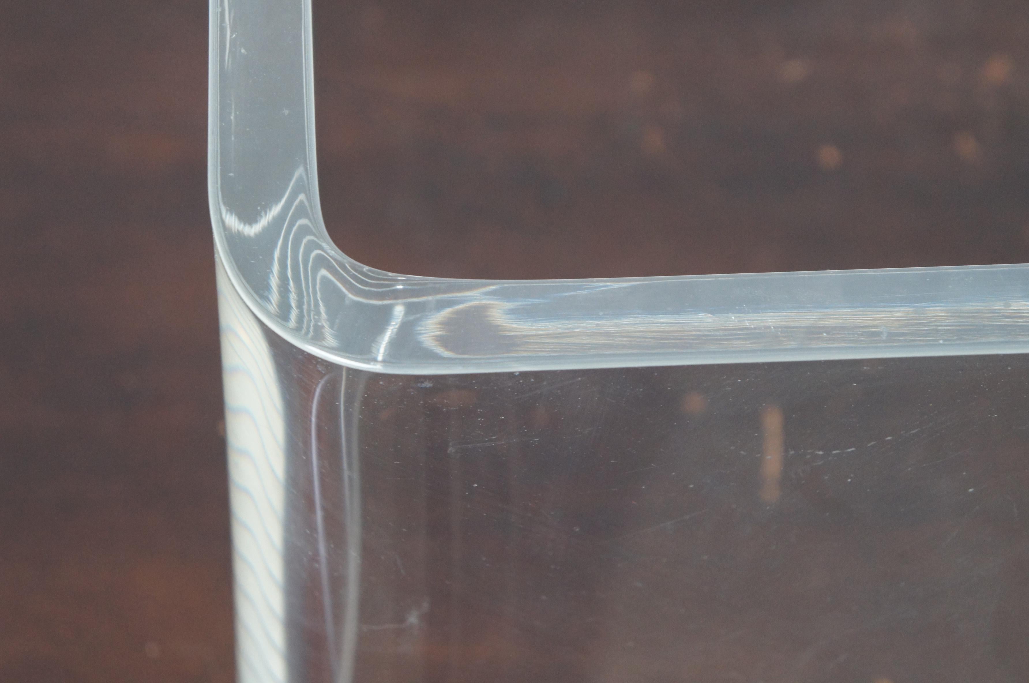Modern Clear Lucite Acrylic Waterfall Side End Accent Table Vanity Stool MCM 2