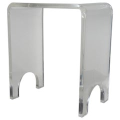 Retro Modern Clear Lucite Acrylic Waterfall Side End Accent Table Vanity Stool MCM