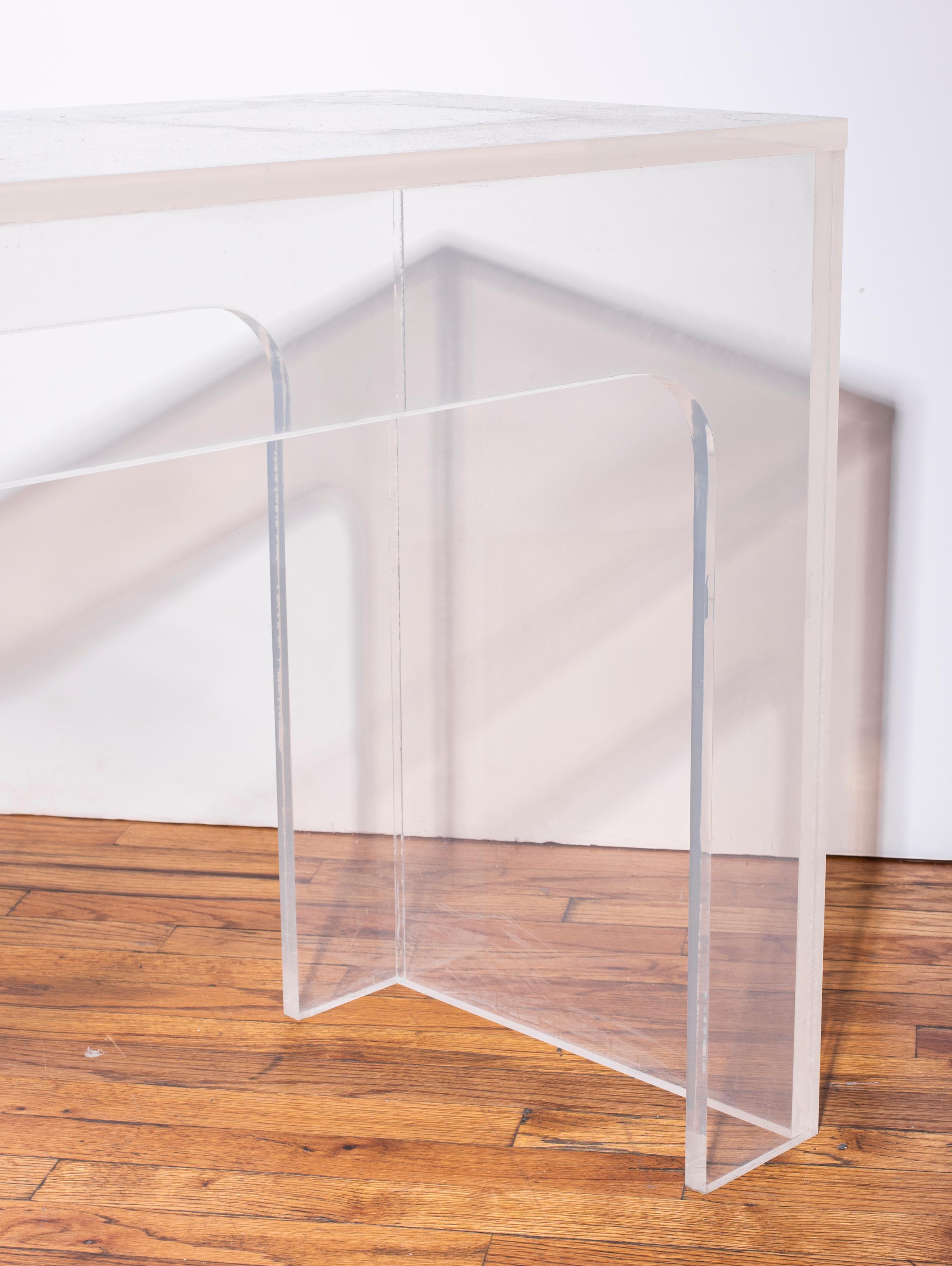 North American Modern Clear Lucite Console Table