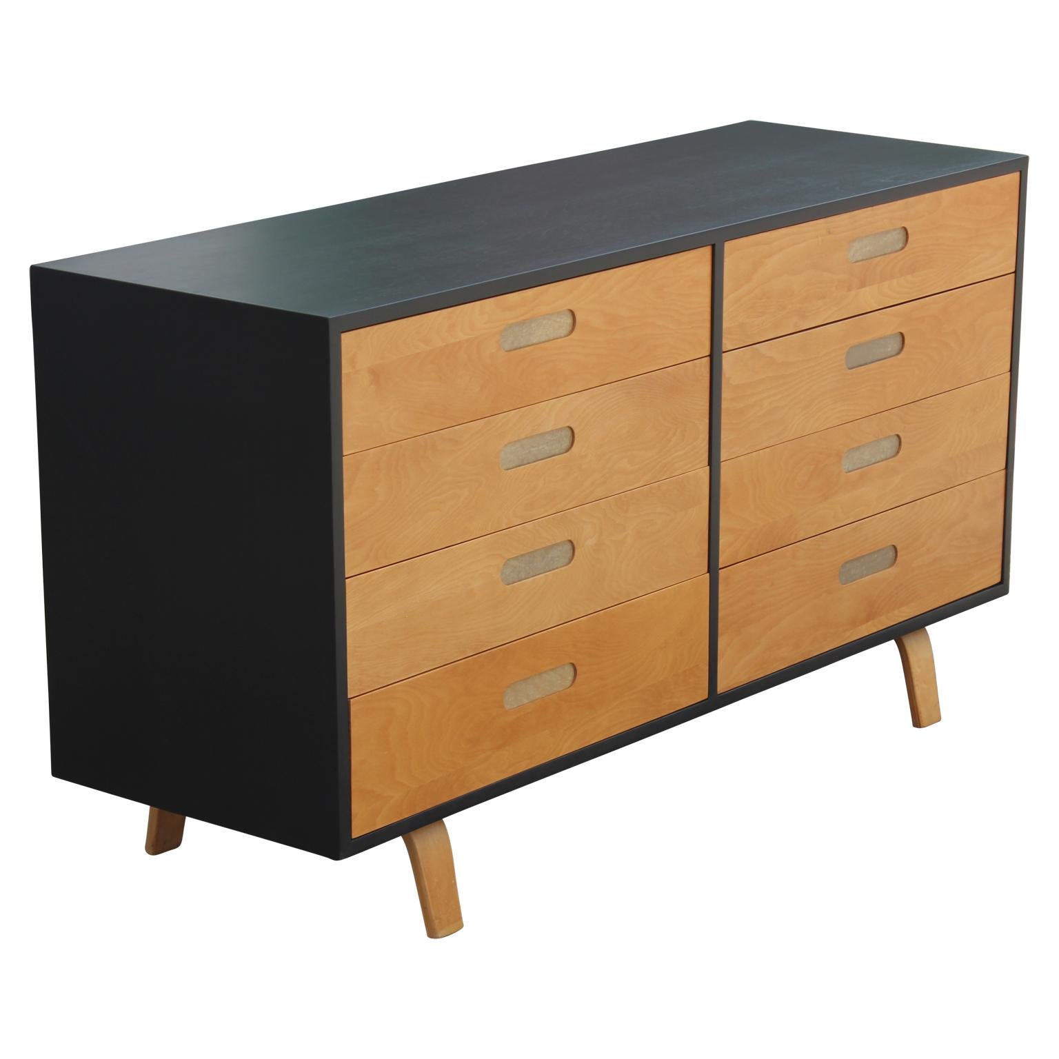 North American Modern Clifford Pascoe Two-Tone Birch Eight-Drawer Dresser with Recessed Pulls