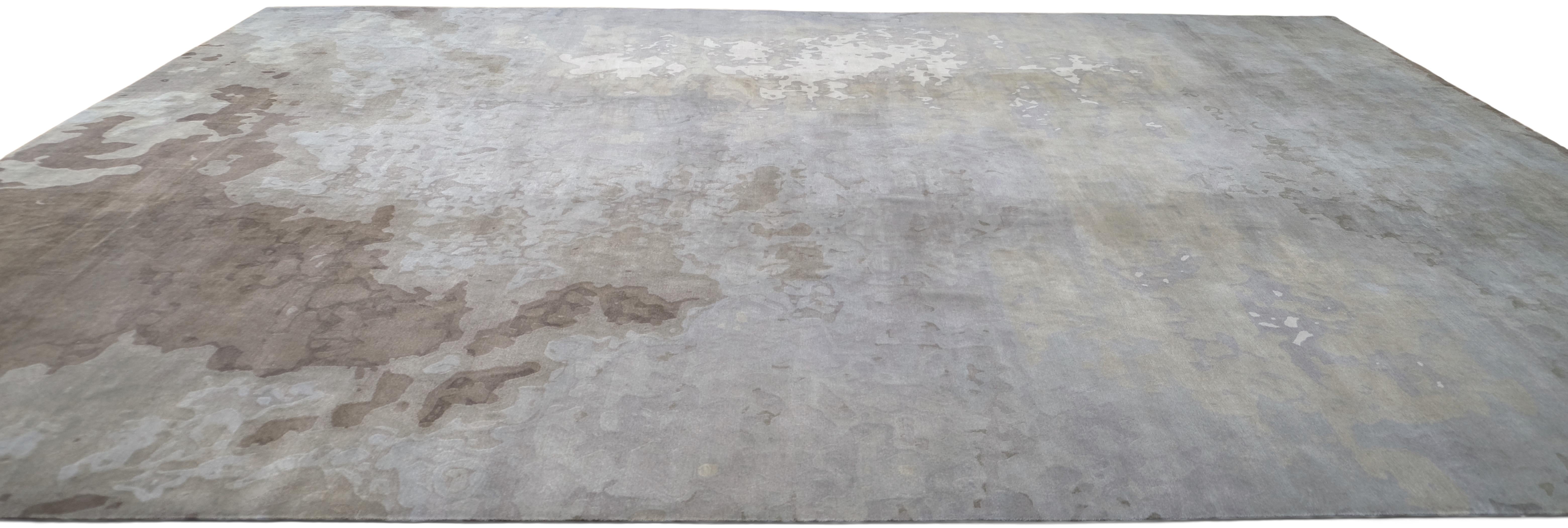 Alfombra de lana Modern Clouds Gris Tonal 15'x20' Nepalés en venta