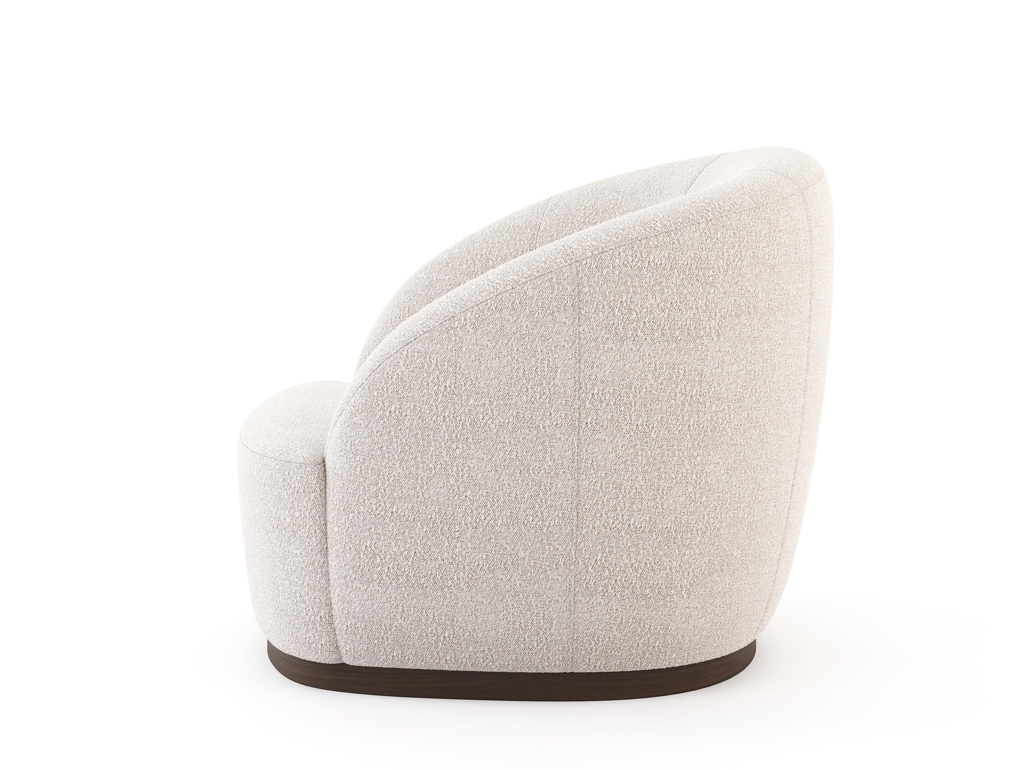 Portuguese Modern Club Armchair Made with Wood And Bouclé, Handmade by Stylish Club For Sale
