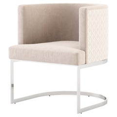 Fauteuil club moderne en acier inoxydable, velours et cuir par Stylish Club