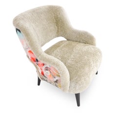 Modern Club Chair with Shearling and Graffiti Print