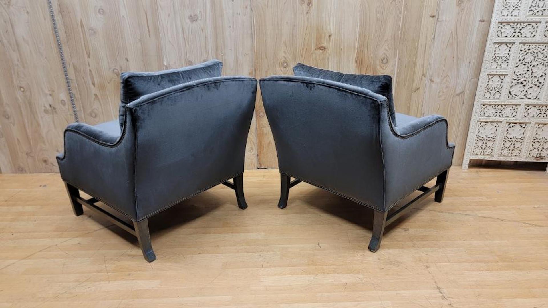 Modern Club Chairs by Thomas O’Brien for Century Furniture in Gun Metal Grey Velvet - Pair

Stunning pair of earl club chairs designed by Thomas O’Brien for Century Furniture Co. Chic, elegant and comfortable, these gorgeous lounges feature a solid
