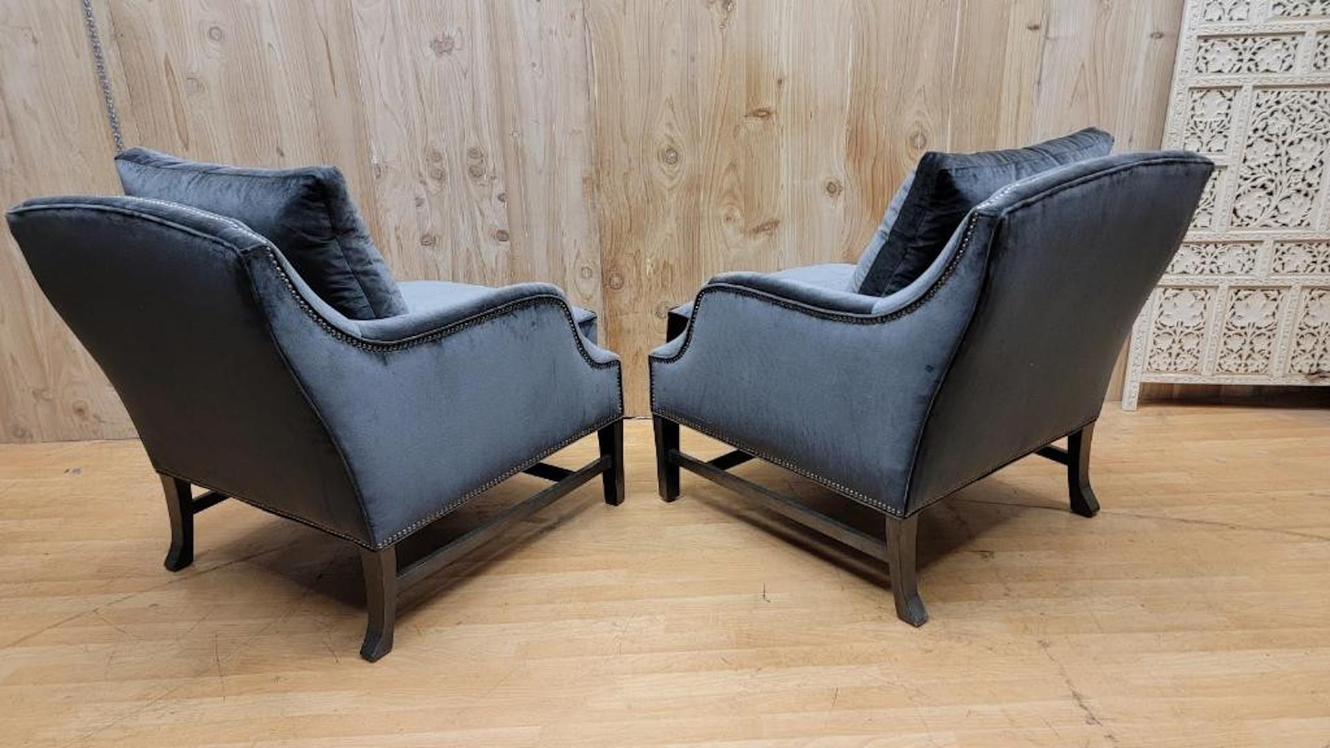 Mid-Century Modern Modern Club Chairs by Thomas O’Brien for Century Furniture in Velvet - Pair For Sale