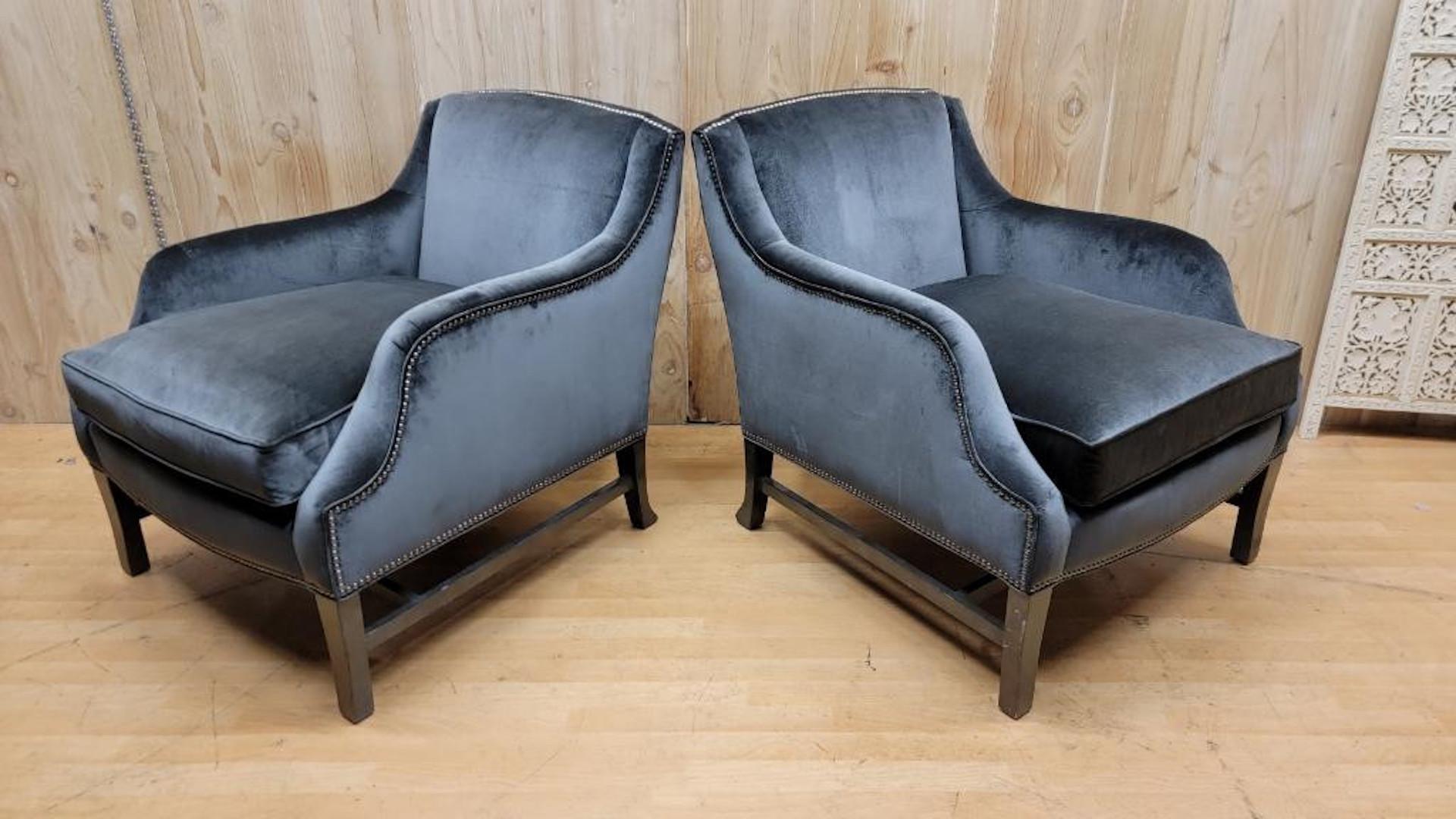 Modern Club Chairs by Thomas O’Brien for Century Furniture in Velvet - Pair In Good Condition For Sale In Chicago, IL