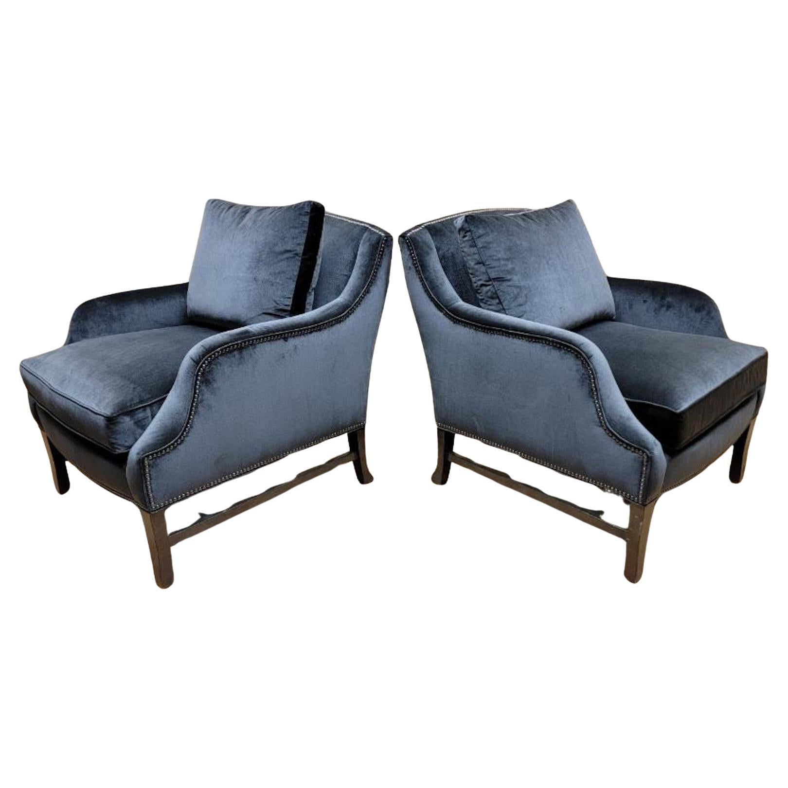 Modern Club Chairs by Thomas O’Brien for Century Furniture in Velvet - Pair For Sale