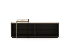 Modern Club Console made with Oak, Brass and Glass, handmade by Stylish Club