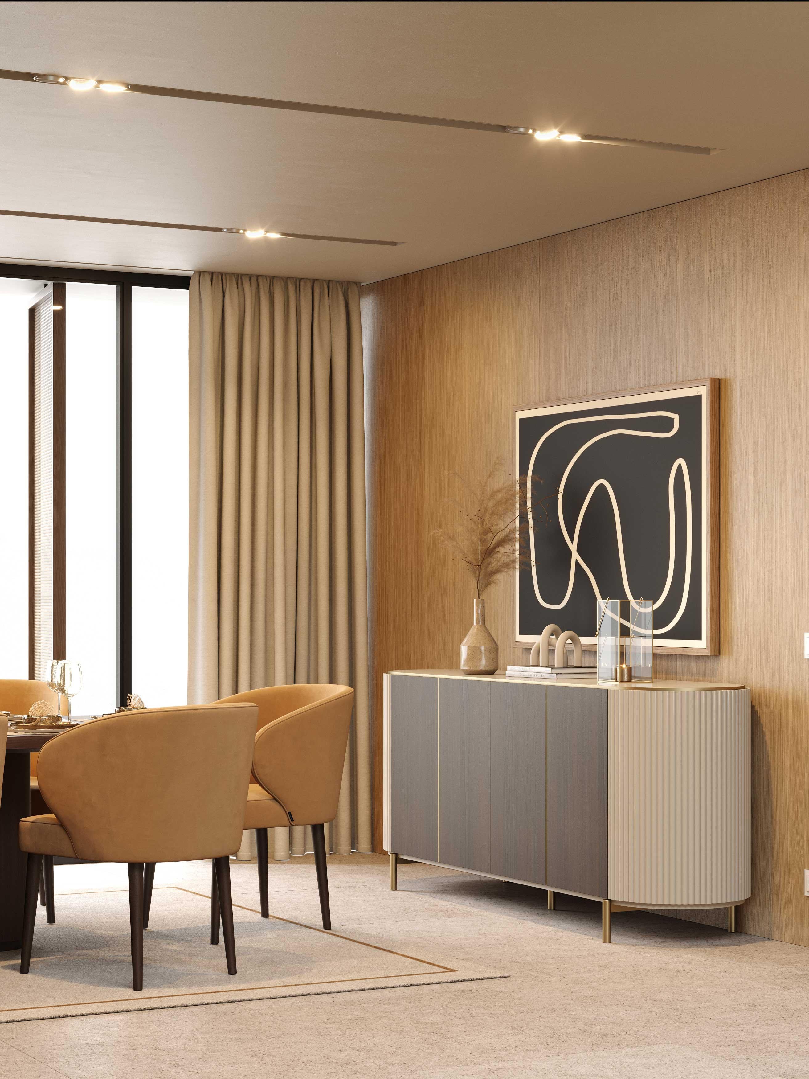 Spazzolato Credenza moderna Club realizzata in Oak e ottone, fatta a mano da Stylish Club in vendita