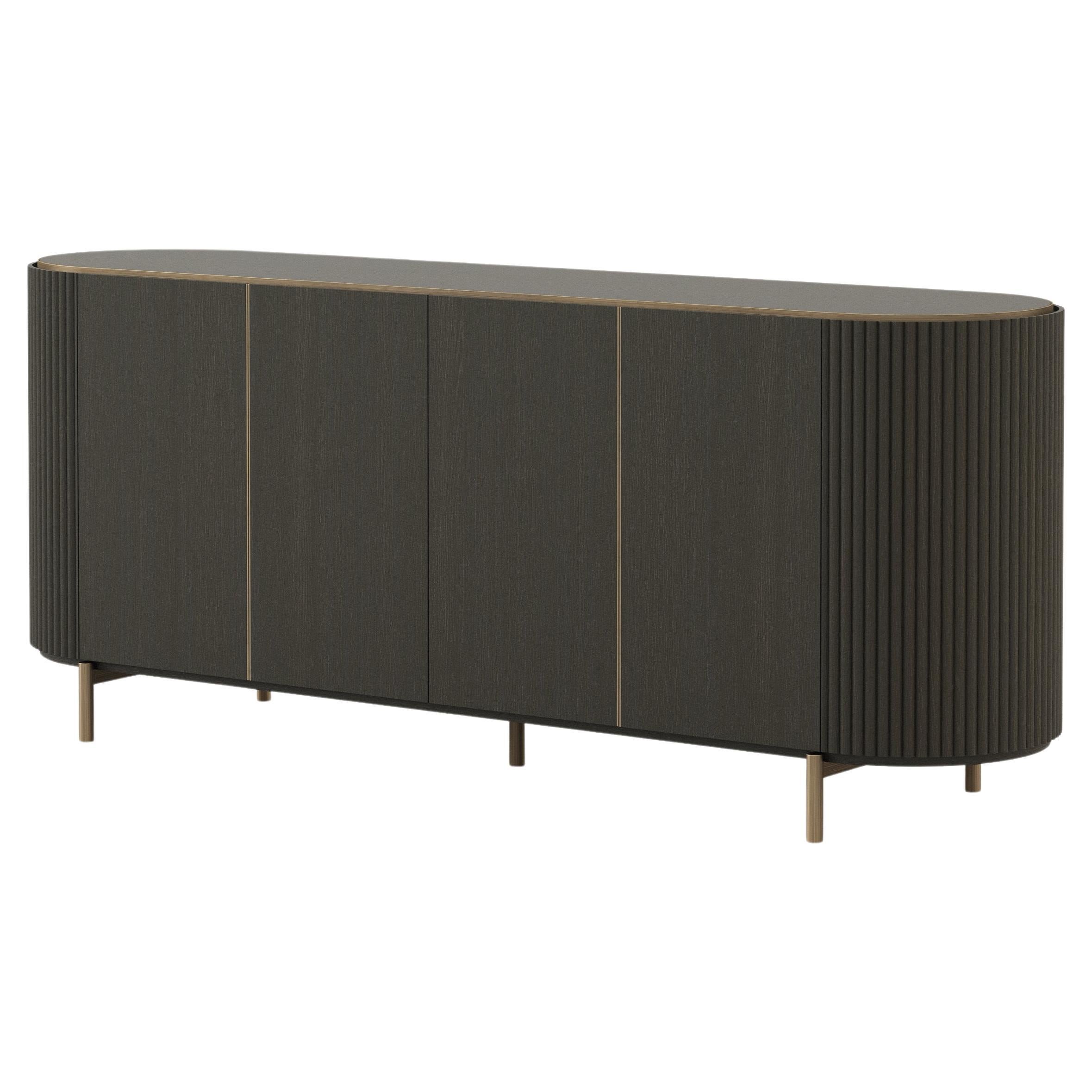 Modern Club Sideboard Made with Oak and Brass, Handmade by Stylish Club For Sale
