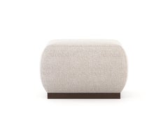 Modern Club Stool Made with Walnut and Bouclé Textile, Handmade by Stylish Club