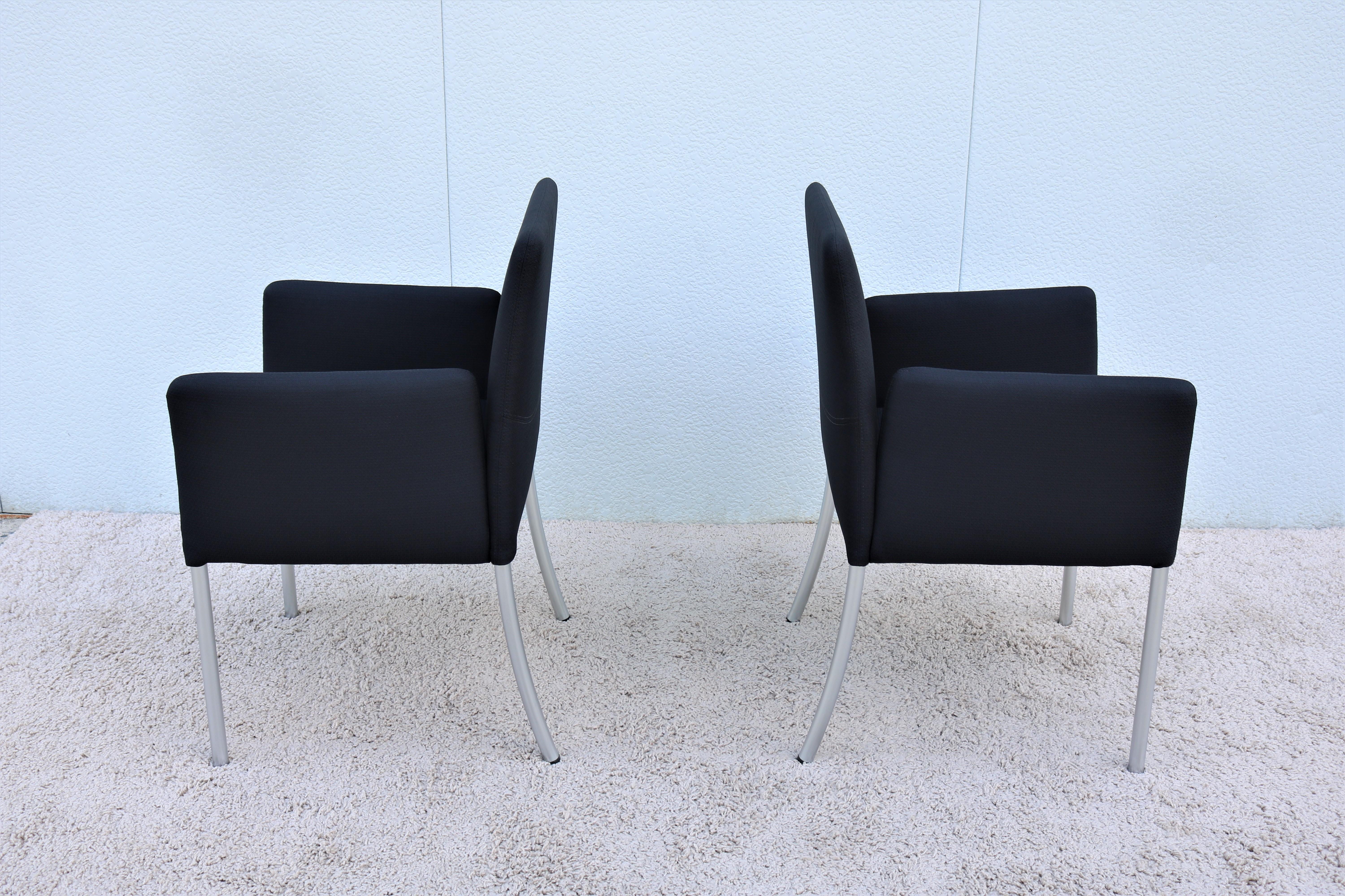Fabric Modern Coalesse and Steelcase Black Switch Armchairs Design Eoos Germany, a Pair For Sale