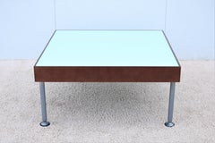 Modern Coalesse and Steelcase Sidewalk Glass Top Square Coffee Table or Ottomna
