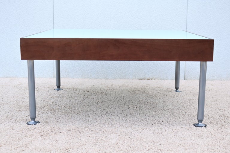 Modern Coalesse and Steelcase Sidewalk Glass Top Square Coffee Table or Ottomna For Sale at 1stDibs