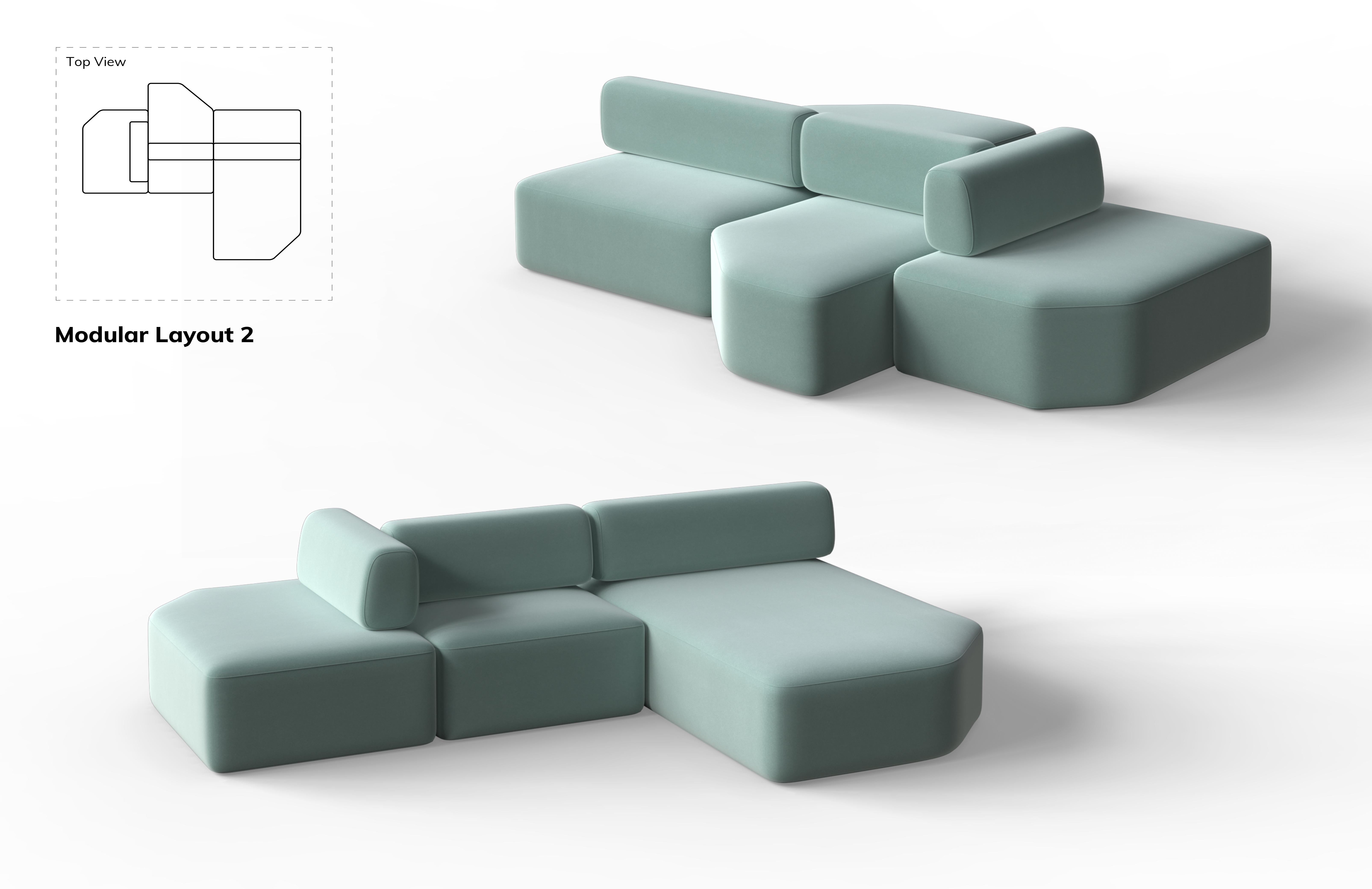 Moderne Canapé modulaire Coast moderne DEDAR en velours mohair, fait à la main au Portugal Lusitanus Home en vente