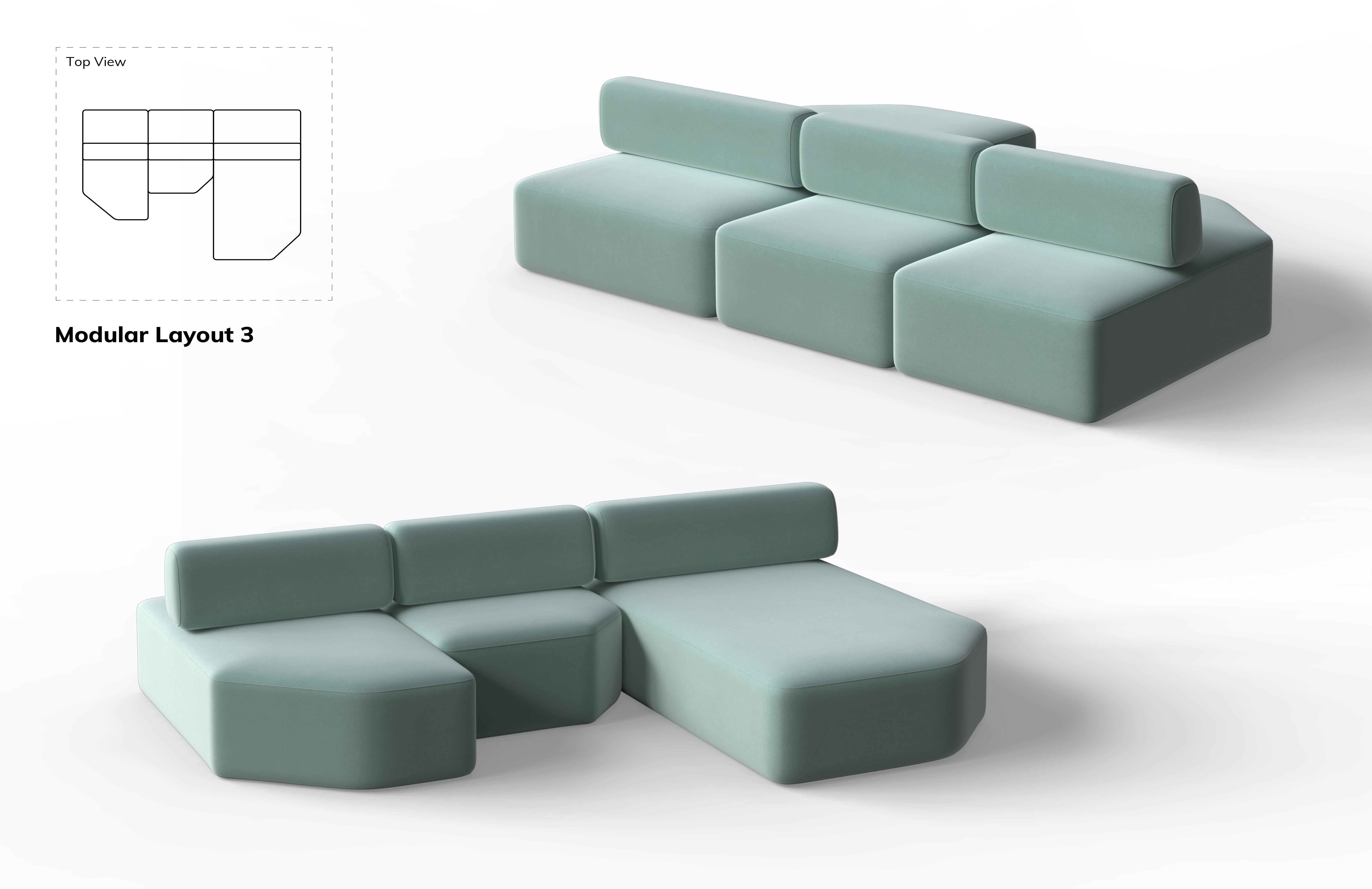 Portugais Canapé modulaire Coast moderne DEDAR en velours mohair, fait à la main au Portugal Lusitanus Home en vente