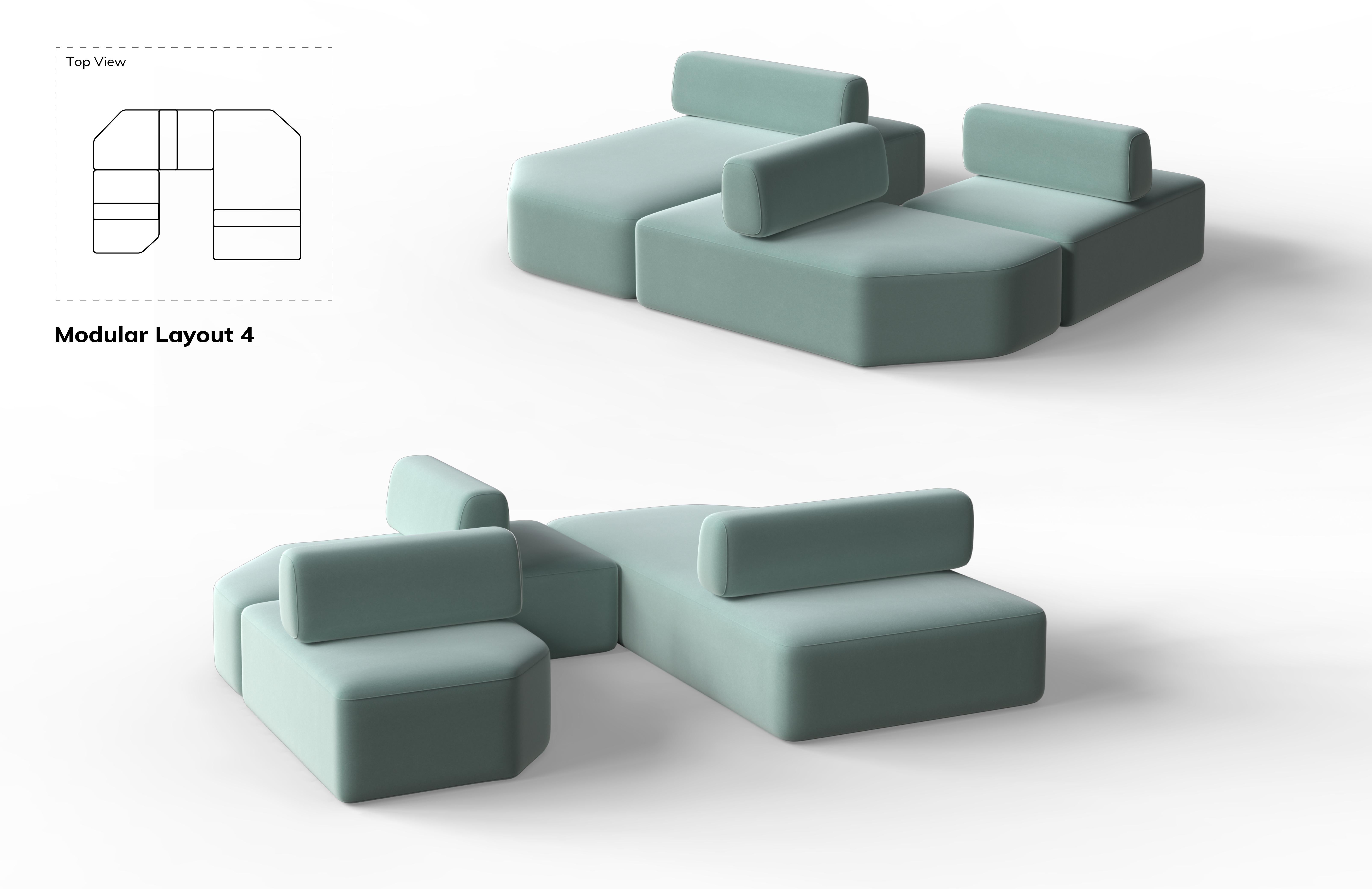 Fait main Canapé modulaire Coast moderne DEDAR en velours mohair, fait à la main au Portugal Lusitanus Home en vente