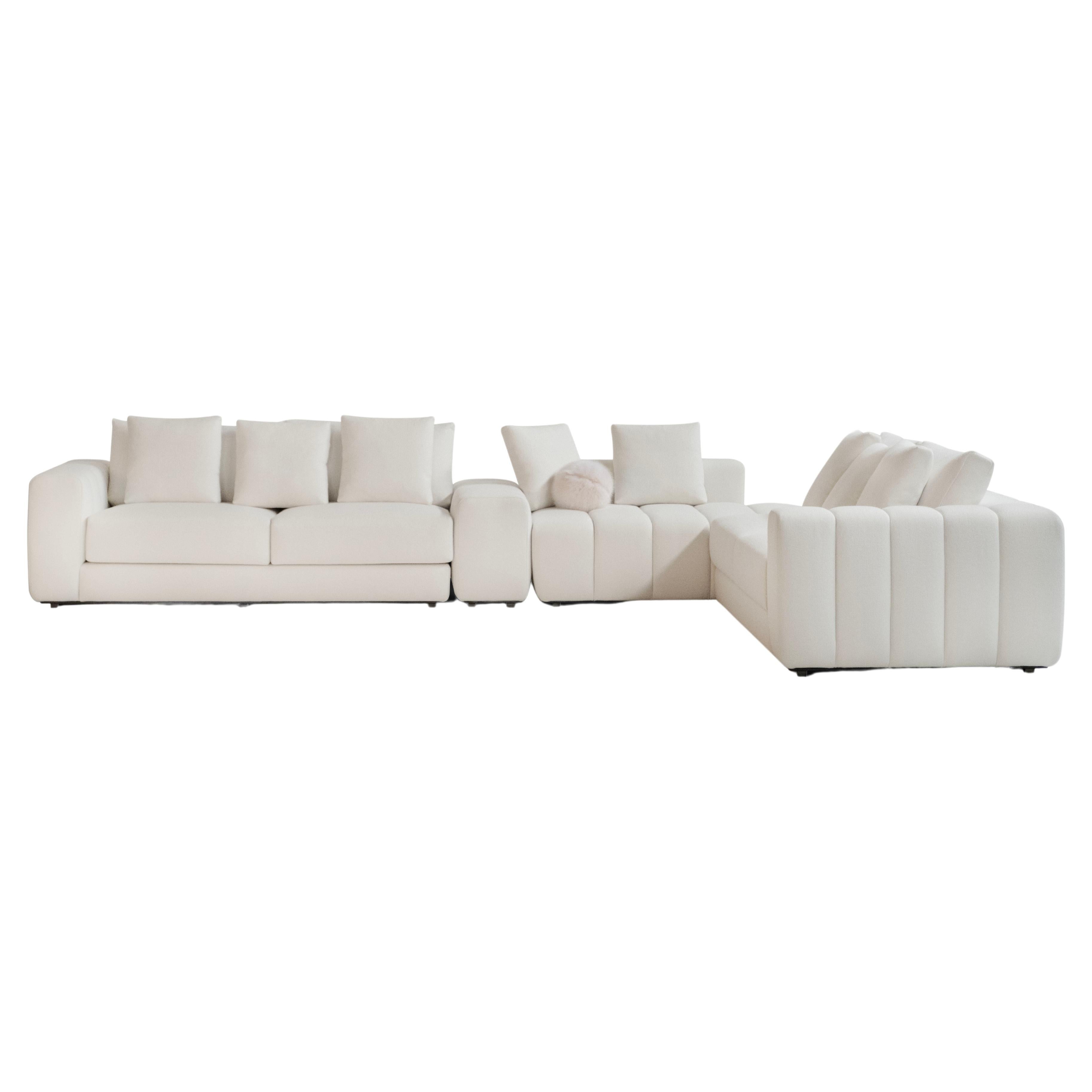 Hand-Crafted Modern Coast Mudular Sofa, Linen, Handmade in Portugal by Greenapple For Sale