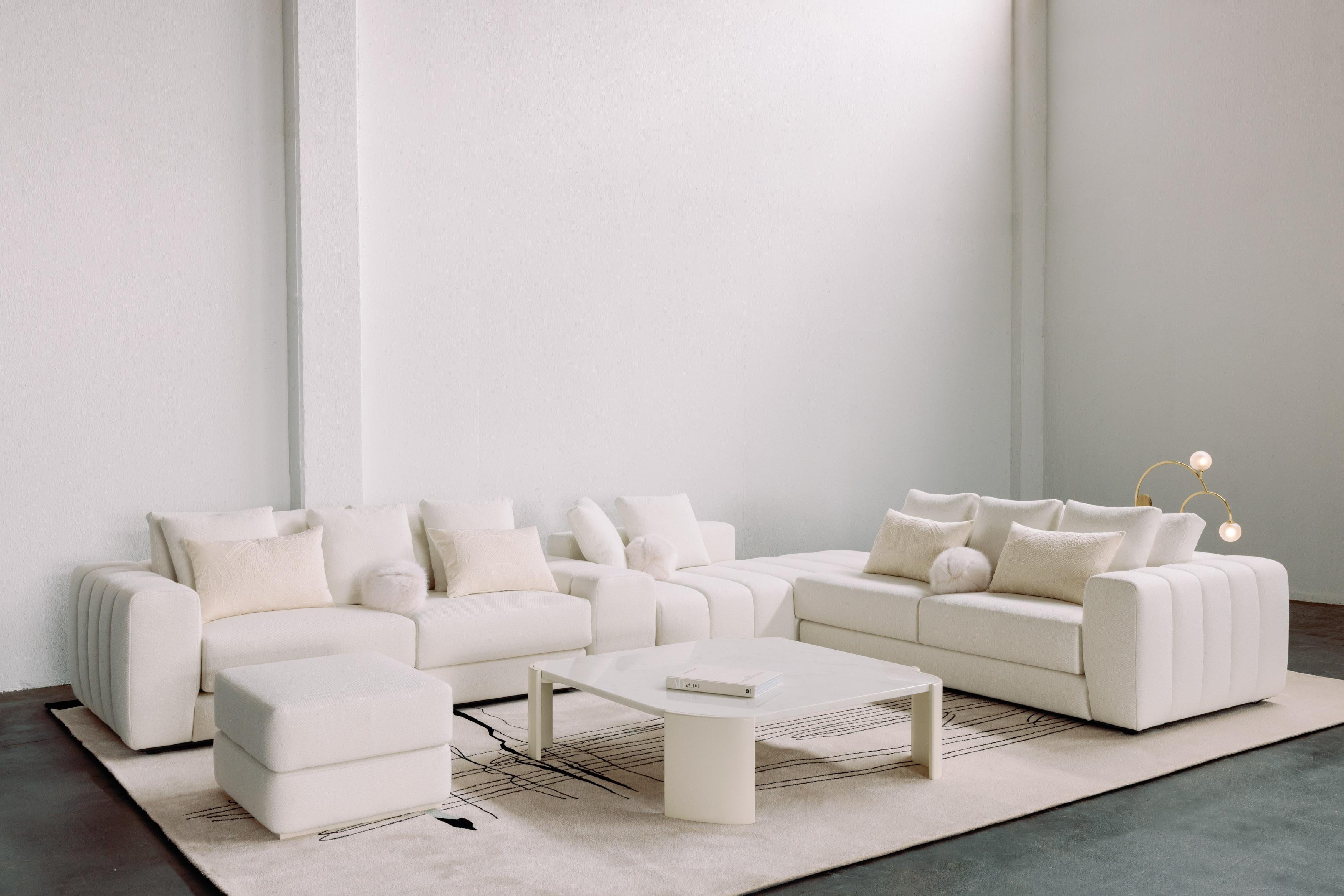 Brass Modern Coast Modular Sofa, Linen, Handmade in Portugal by Greenapple For Sale