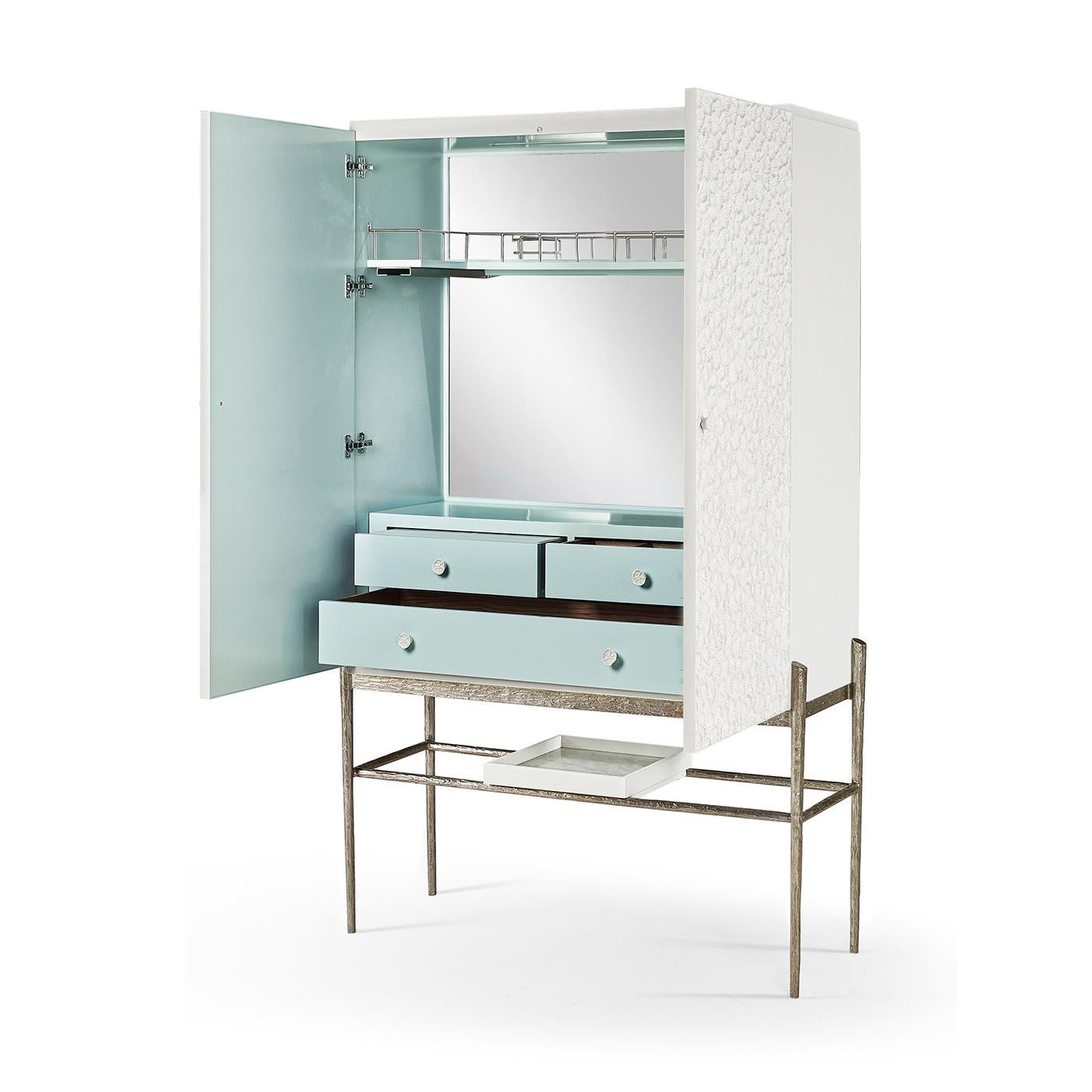 Organic Modern Modern Coastal Bar Cabinet For Sale